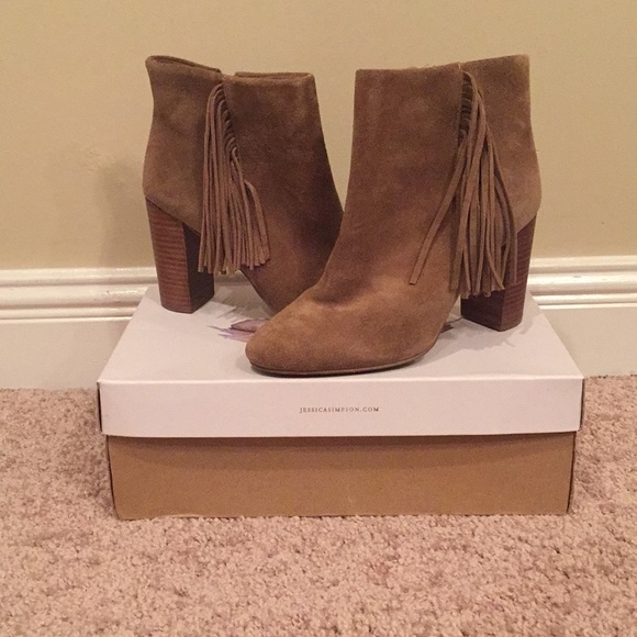 Jessica Simpson Suede Fringe Booties Sz 7.5 - Picture 1 of 8